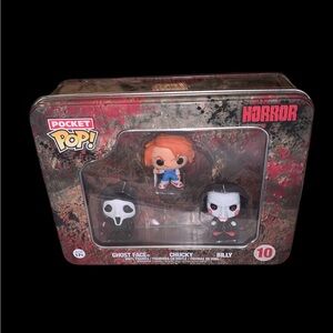 Vaulted 2015 HORROR Collector Tin Set: Ghost Face Chucky Billy Funko Pocket Pop